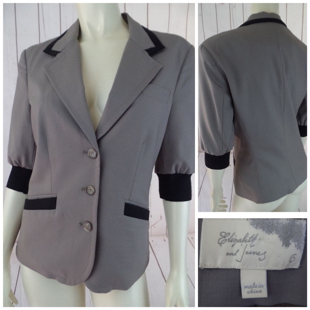 Elizabeth and James Blazer 6 Taupe Short Sleeve
